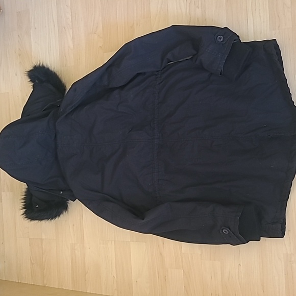Gap Women's Black 2-in-1 Hooded Faux Fur Parka Coat Size M - Picture 8 of 11